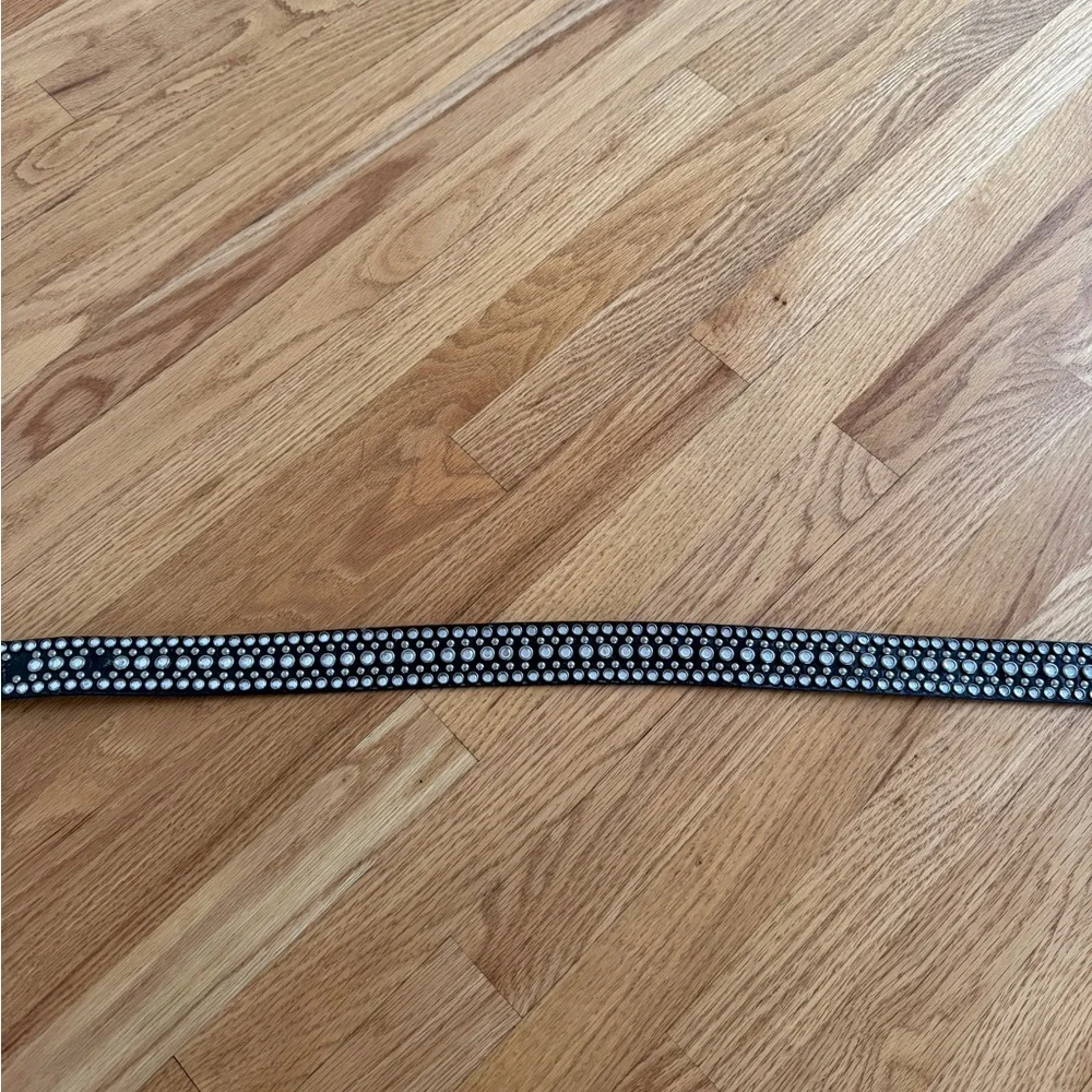 Black leather studded belt size M